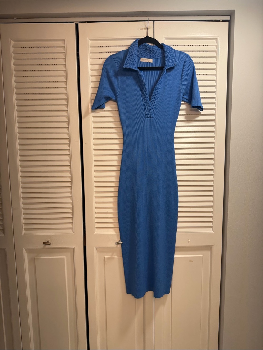 Caroline Constas Cobalt Knit Polo Midi Dress